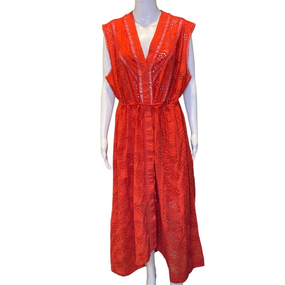NWT All Saints Poppy Blaze Red Tate Broderie Dress or Coverup - Sz 12 - Picture 3 of 11